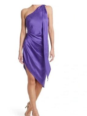 Ronny Kobo Zoe One Shoulder Dress Ultra Violet Purple XS
